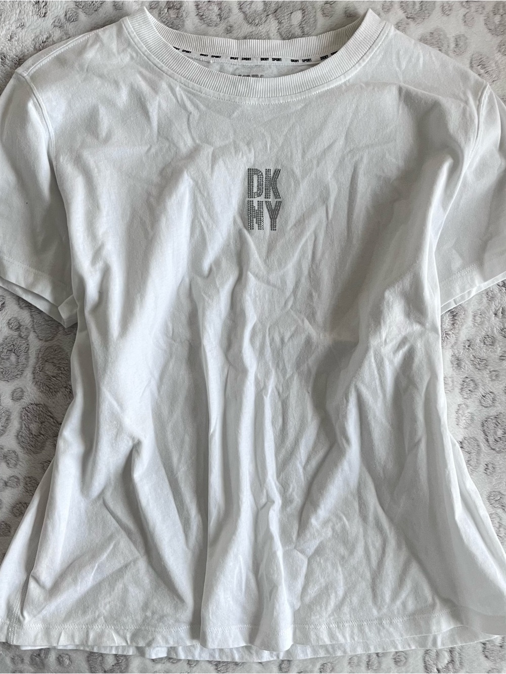 DKNY White Short-Sleeve Tee with Center Logo